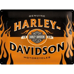 Placa metalica - Harley Davidson logo Orange - 30x40 cm